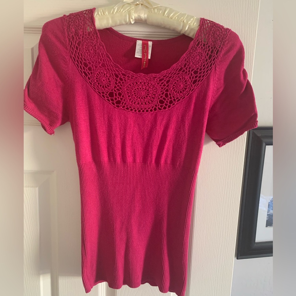 Heart Soul knit top hot pink